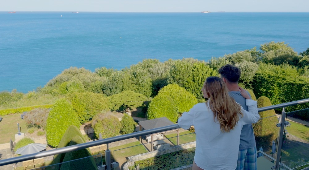 A couple taking in the view from the gardens